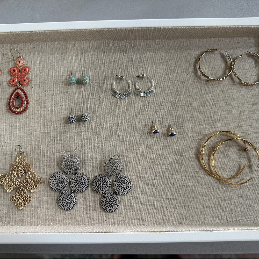 Stella & Dot Gold and Silver Intricate Earrings